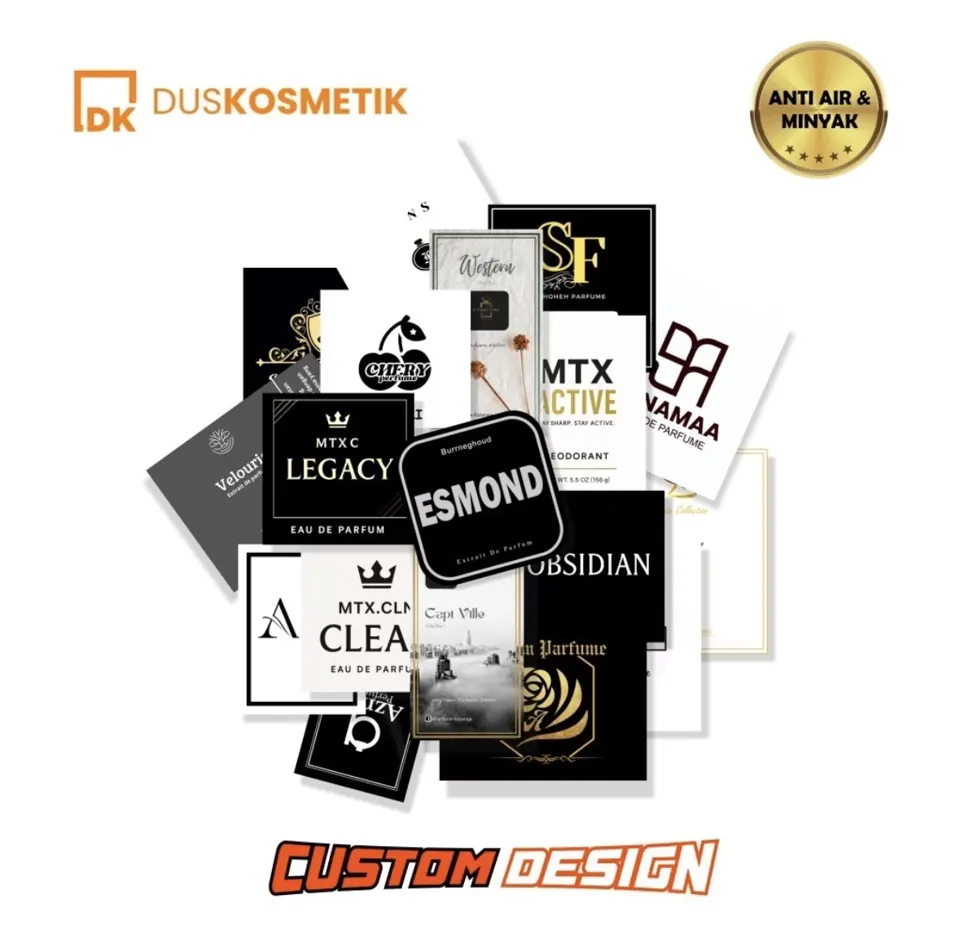 Referensi desain stiker label Dus Kosmetik